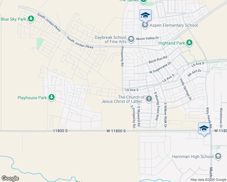 map of restaurants, bars, coffee shops, grocery stores, and more near 6543 West Lake Avenue in South Jordan