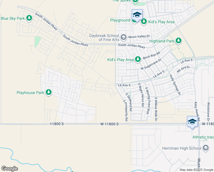 map of restaurants, bars, coffee shops, grocery stores, and more near 6543 West Lake Avenue in South Jordan