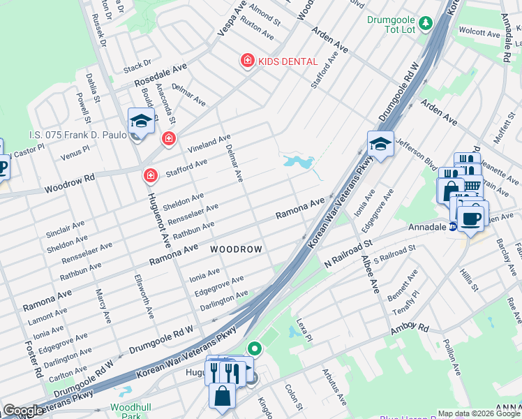 map of restaurants, bars, coffee shops, grocery stores, and more near 470 Rensselaer Avenue in Staten Island