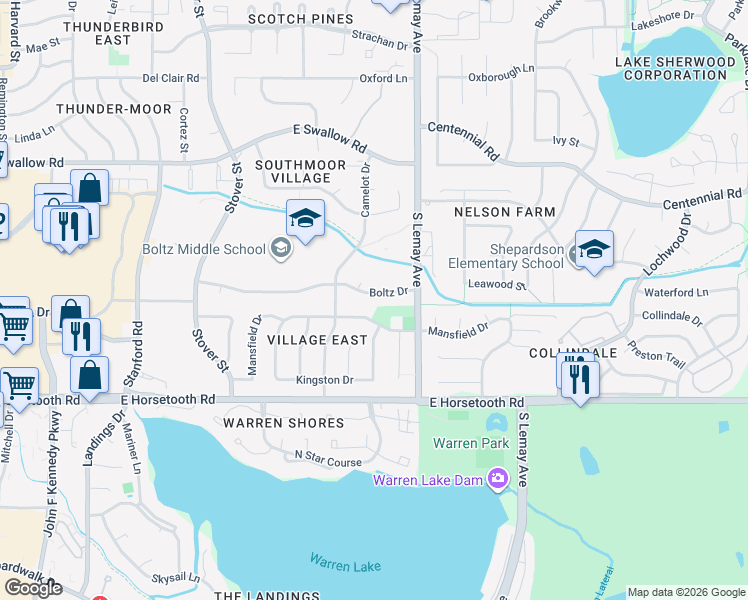 map of restaurants, bars, coffee shops, grocery stores, and more near 924 Boltz Court in Fort Collins