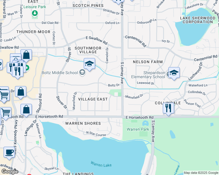 map of restaurants, bars, coffee shops, grocery stores, and more near 924 Boltz Court in Fort Collins