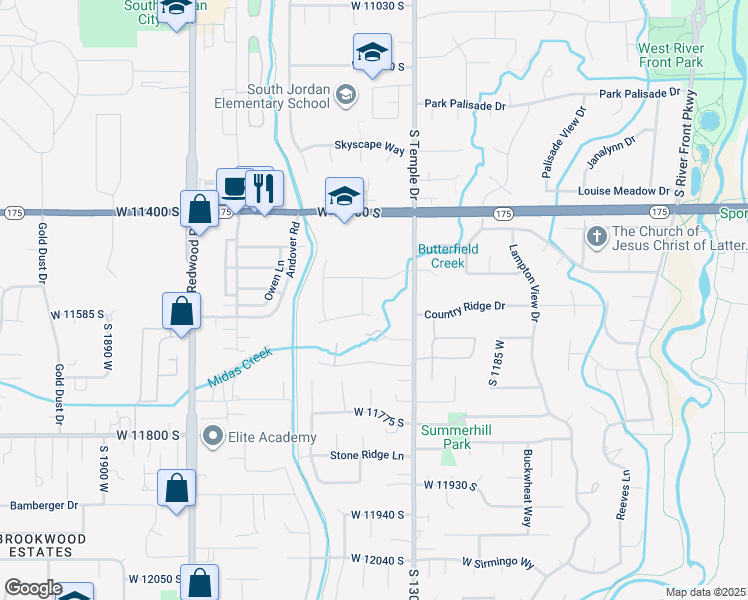 map of restaurants, bars, coffee shops, grocery stores, and more near 1419 Jordan Hills Drive in South Jordan