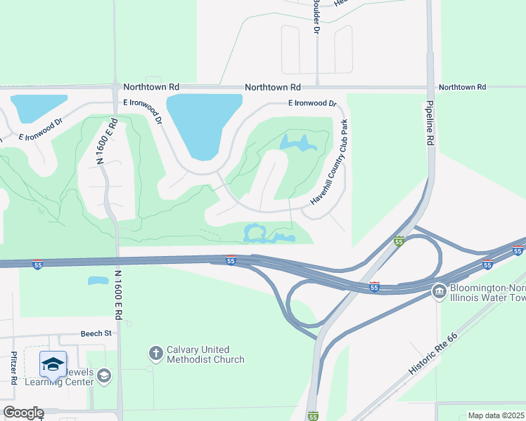 map of restaurants, bars, coffee shops, grocery stores, and more near 1903 North Deer Cove CC Court in Normal