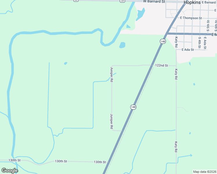 map of restaurants, bars, coffee shops, grocery stores, and more near 12531-12537 Juniper Road in Hopkins