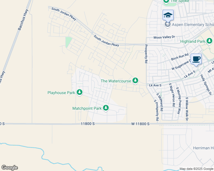 map of restaurants, bars, coffee shops, grocery stores, and more near 6800 11800 South in Herriman
