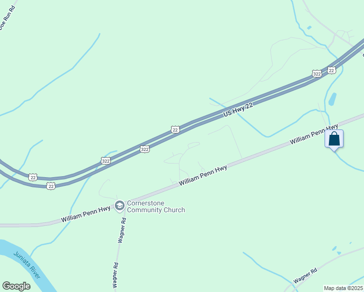 map of restaurants, bars, coffee shops, grocery stores, and more near 169 Frymoyer Drive in Mifflintown