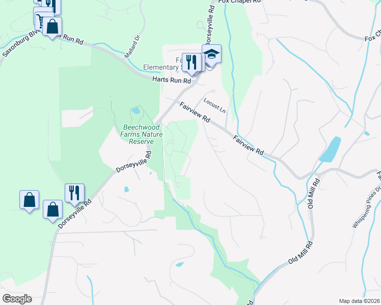 map of restaurants, bars, coffee shops, grocery stores, and more near 309 Hidden Falls in Pittsburgh
