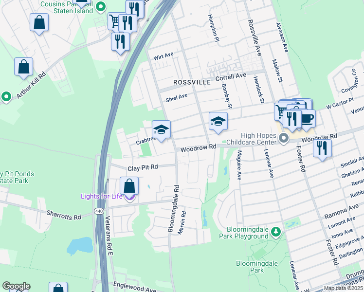 map of restaurants, bars, coffee shops, grocery stores, and more near 333 Kramer Avenue in Staten Island