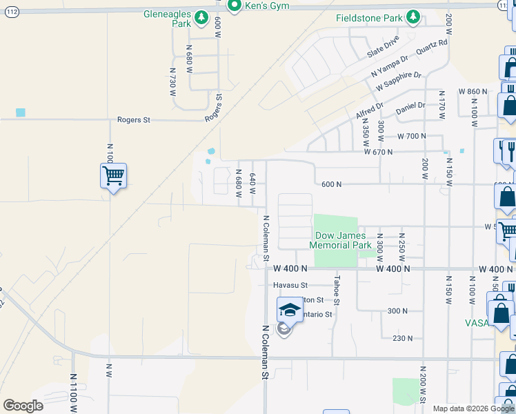 map of restaurants, bars, coffee shops, grocery stores, and more near 550 North in Tooele