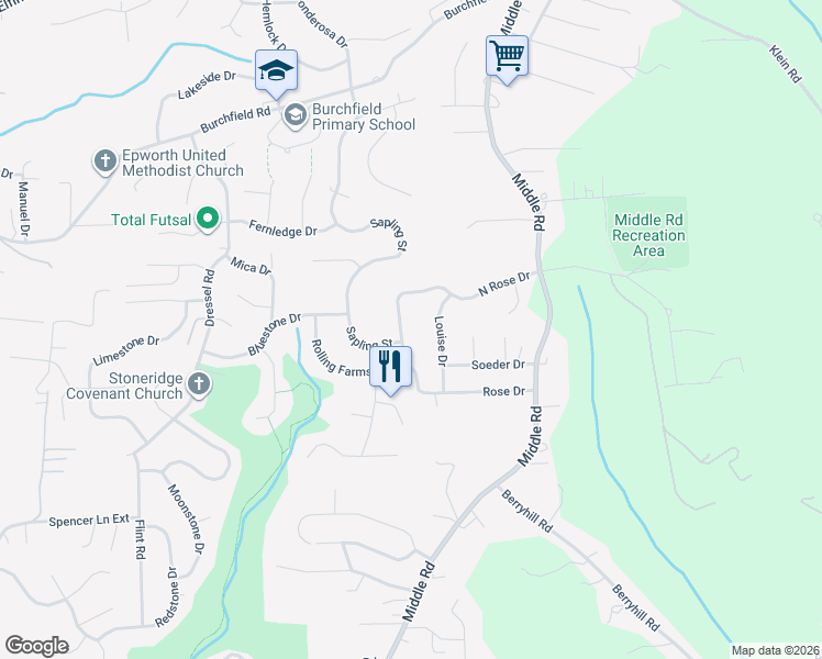 map of restaurants, bars, coffee shops, grocery stores, and more near 2013 Louise Drive in Glenshaw