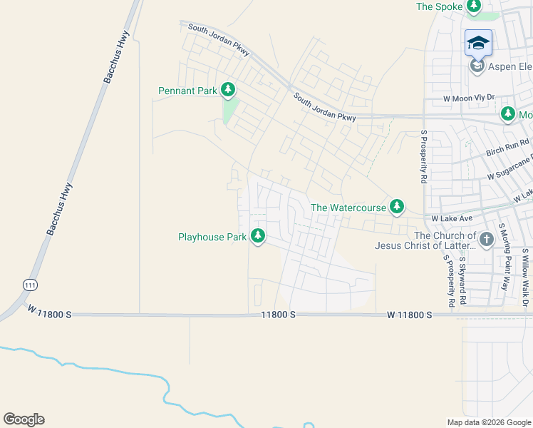 map of restaurants, bars, coffee shops, grocery stores, and more near Pebble Pond Road in South Jordan