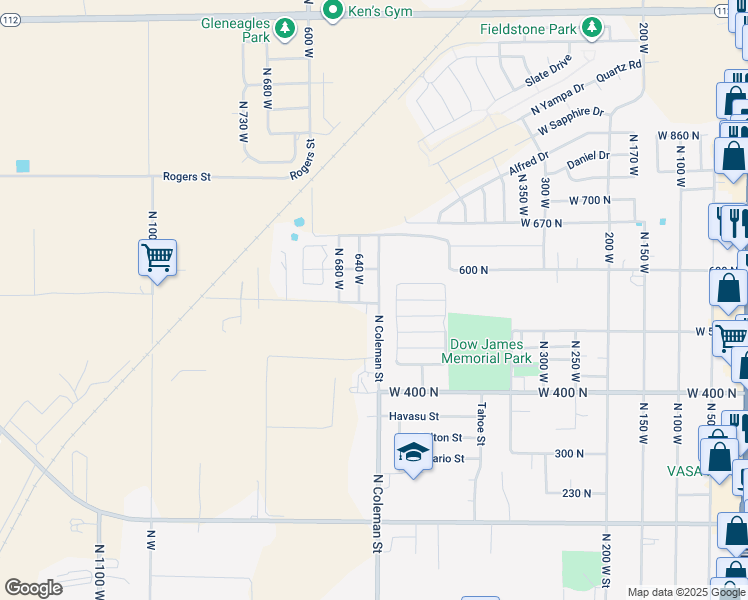 map of restaurants, bars, coffee shops, grocery stores, and more near 541 North Coleman Street in Tooele