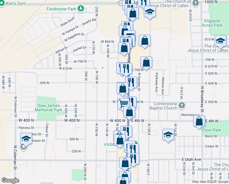 map of restaurants, bars, coffee shops, grocery stores, and more near in Tooele