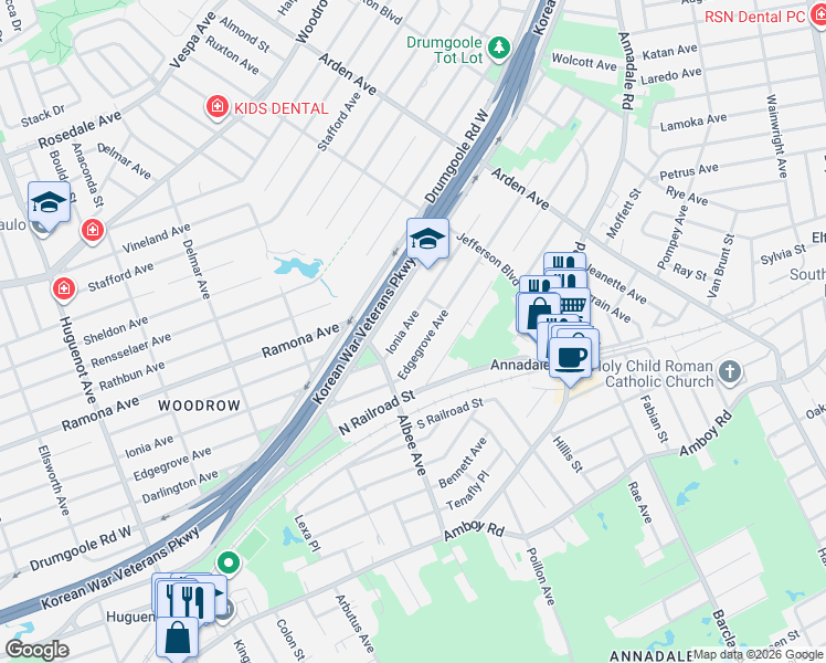 map of restaurants, bars, coffee shops, grocery stores, and more near 279 Edgegrove Avenue in Staten Island
