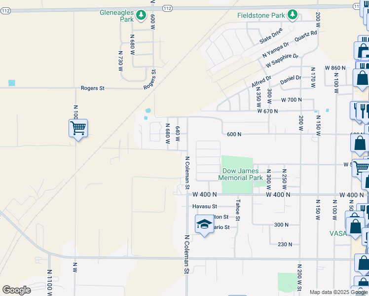map of restaurants, bars, coffee shops, grocery stores, and more near 541 North Coleman Street in Tooele