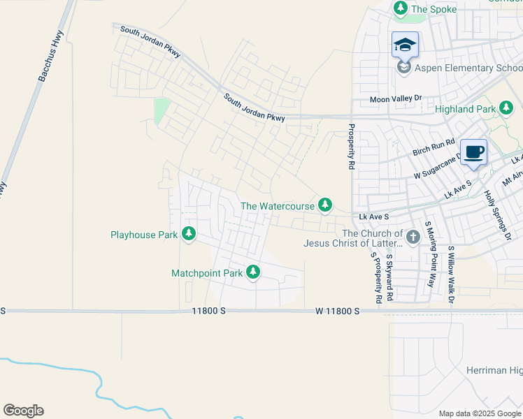 map of restaurants, bars, coffee shops, grocery stores, and more near 6800 11800 South in Herriman