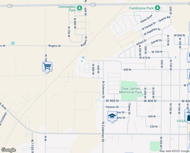 map of restaurants, bars, coffee shops, grocery stores, and more near 568 North 680 West in Tooele