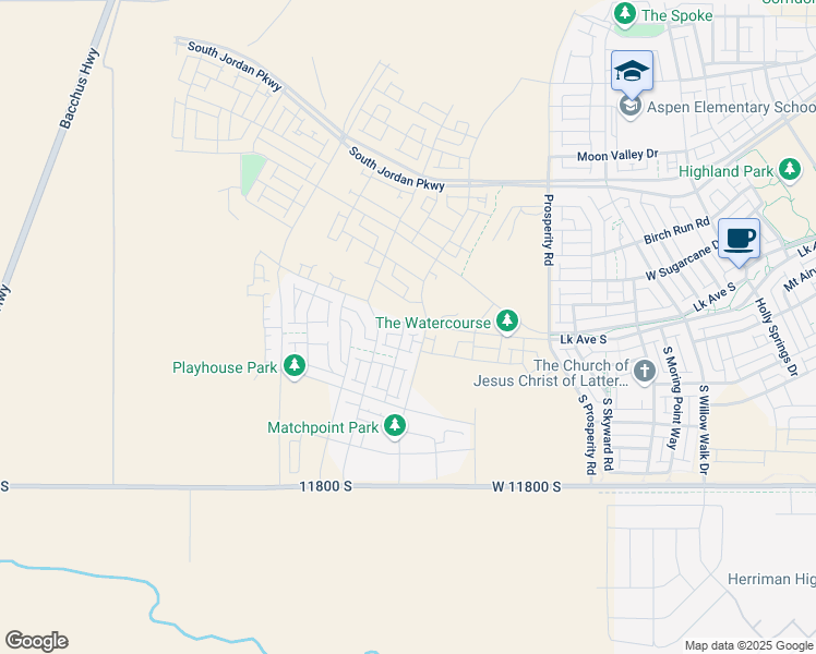 map of restaurants, bars, coffee shops, grocery stores, and more near 6800 11800 South in Herriman