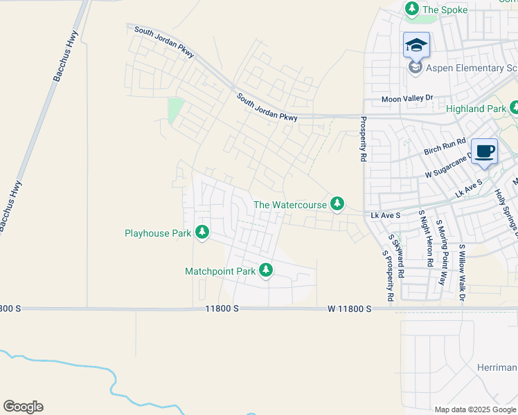 map of restaurants, bars, coffee shops, grocery stores, and more near 7161 West Lake Avenue in South Jordan
