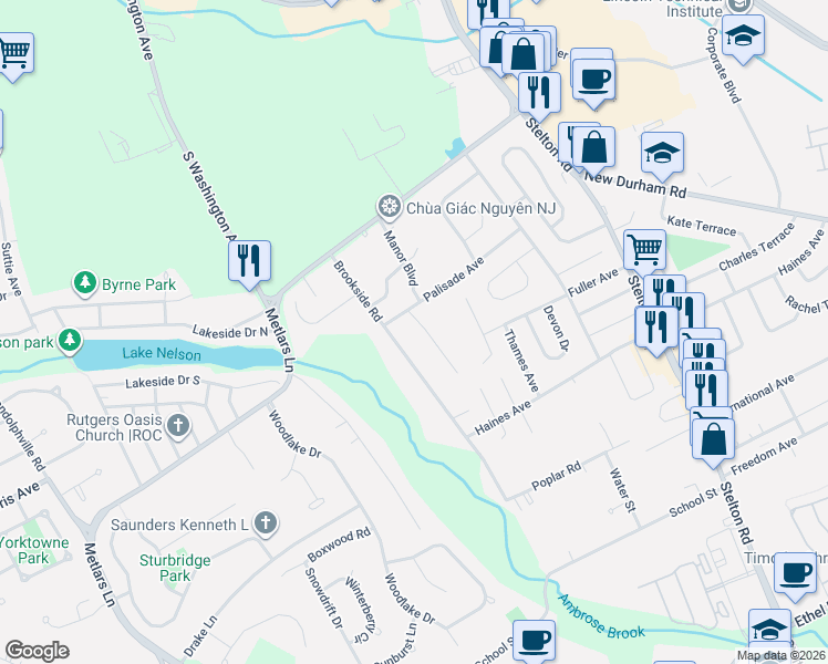 map of restaurants, bars, coffee shops, grocery stores, and more near 9 Hidden Hollow Court in Piscataway