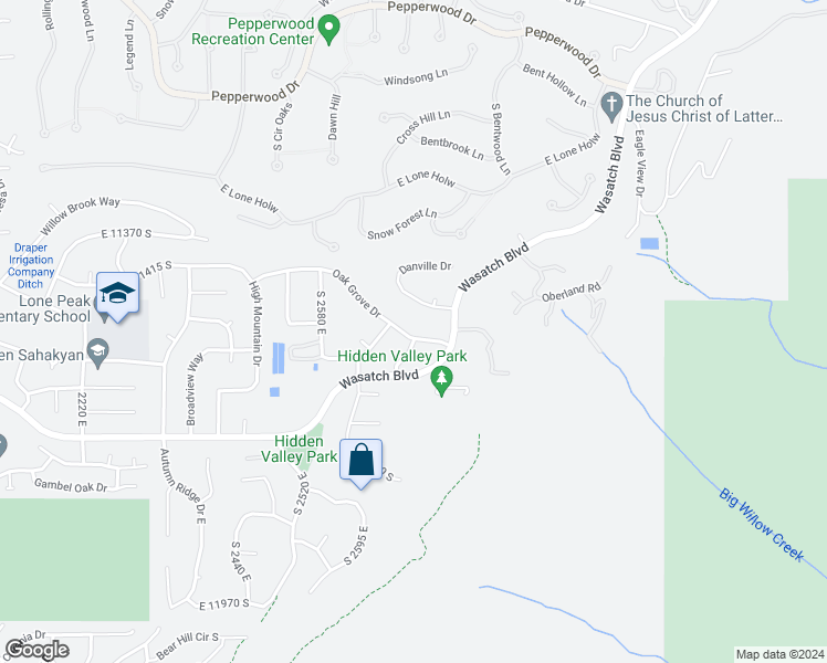 map of restaurants, bars, coffee shops, grocery stores, and more near 2729 Oak Grove Drive in Sandy