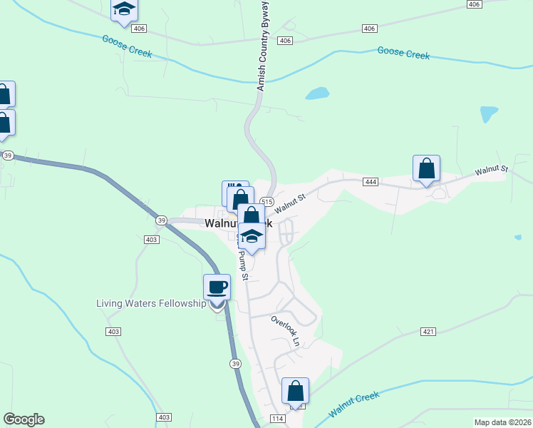 map of restaurants, bars, coffee shops, grocery stores, and more near 2735 Township Road 444 in Millersburg