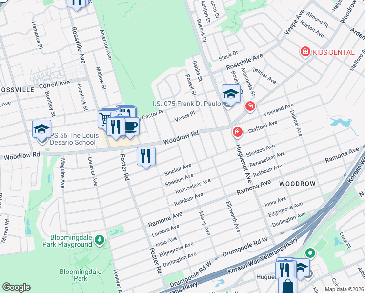 map of restaurants, bars, coffee shops, grocery stores, and more near 617 Marcy Avenue in Staten Island