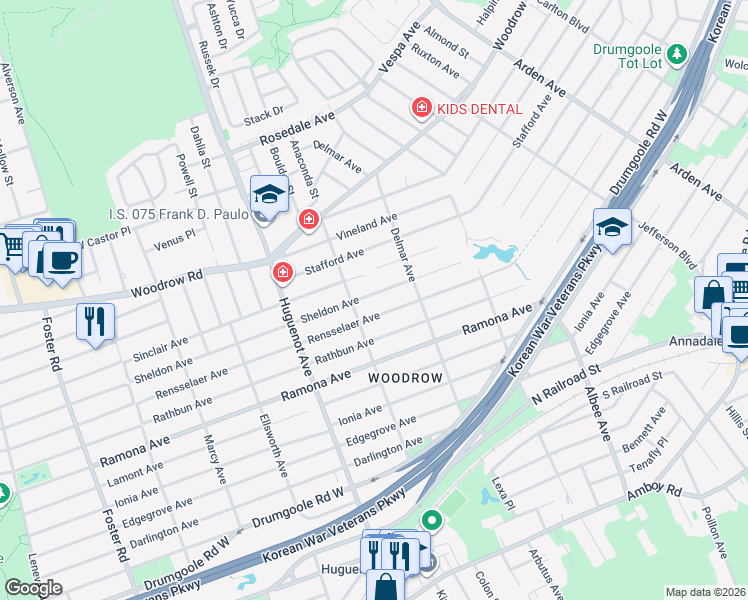 map of restaurants, bars, coffee shops, grocery stores, and more near 540 Sheldon Avenue in Staten Island