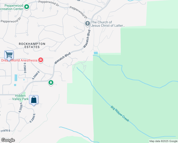 map of restaurants, bars, coffee shops, grocery stores, and more near 11525 South Big Willow Court in Sandy