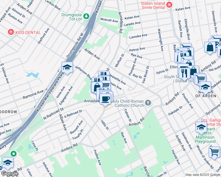 map of restaurants, bars, coffee shops, grocery stores, and more near 31 Barb Street in Staten Island