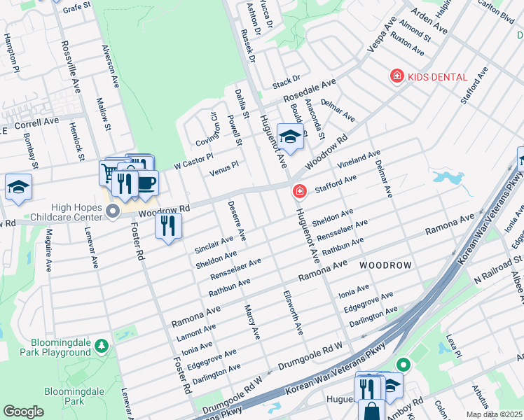 map of restaurants, bars, coffee shops, grocery stores, and more near 544 Powell Street in Staten Island