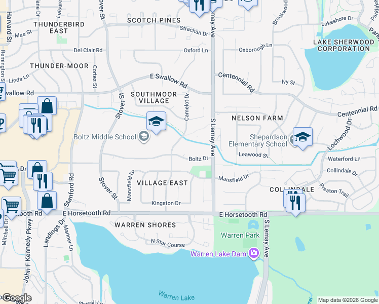map of restaurants, bars, coffee shops, grocery stores, and more near 924 Boltz Court in Fort Collins
