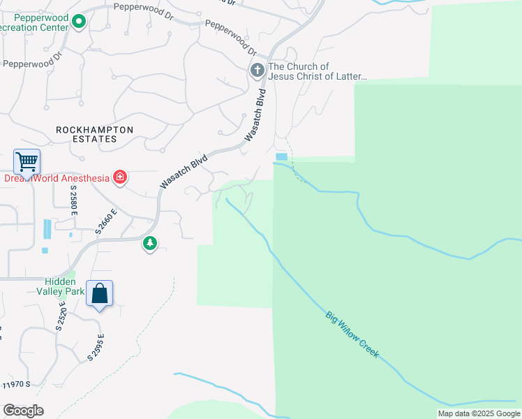 map of restaurants, bars, coffee shops, grocery stores, and more near 11525 South Big Willow CT in Sandy