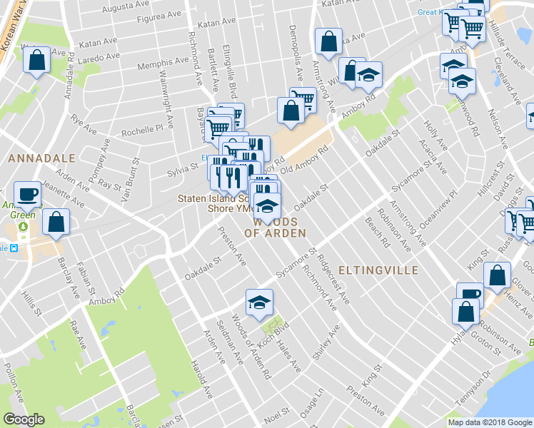 map of restaurants, bars, coffee shops, grocery stores, and more near 3944 Richmond Ave in Staten Island
