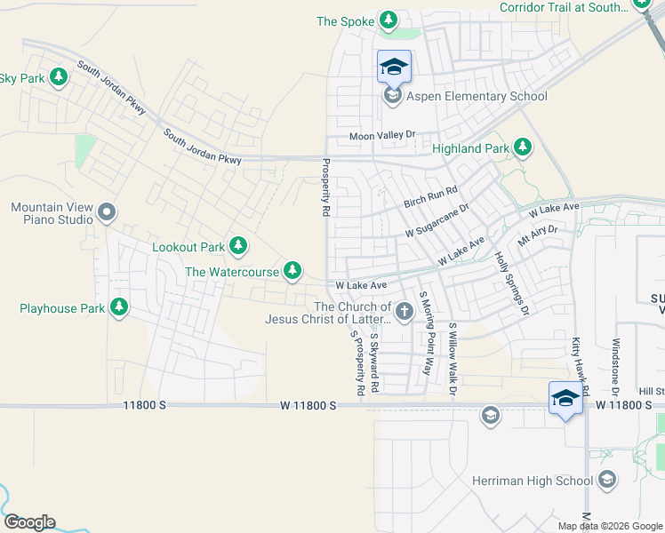 map of restaurants, bars, coffee shops, grocery stores, and more near 11519 South Prosperity Road in South Jordan
