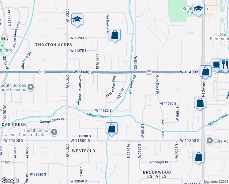 map of restaurants, bars, coffee shops, grocery stores, and more near 11513 Chapel Rim Way in South Jordan