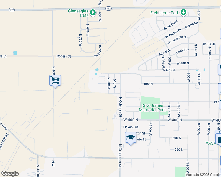 map of restaurants, bars, coffee shops, grocery stores, and more near 568 N 680 W in Tooele