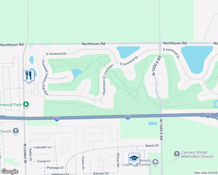 map of restaurants, bars, coffee shops, grocery stores, and more near 706 Thistlewood Court in Normal