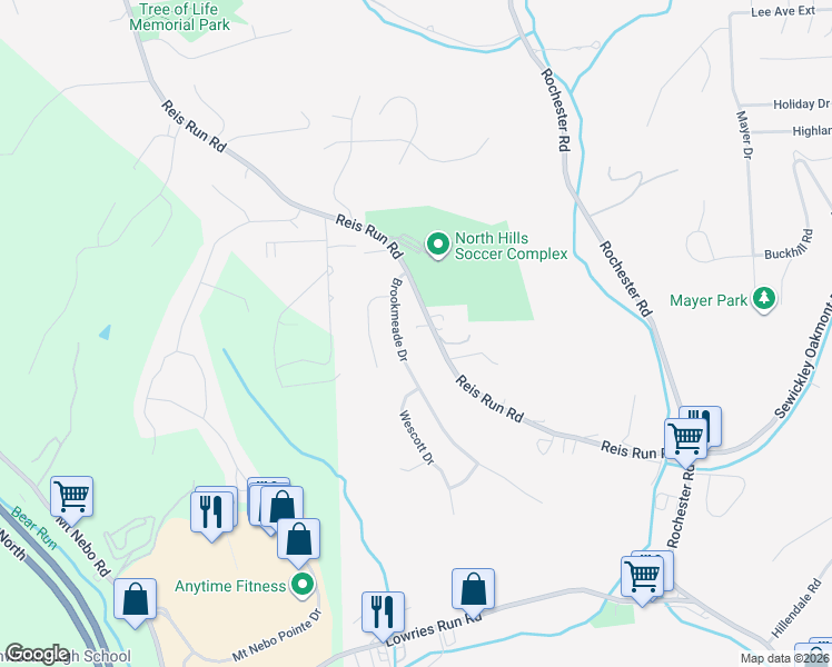 map of restaurants, bars, coffee shops, grocery stores, and more near 211 Reis Run Road in Pittsburgh
