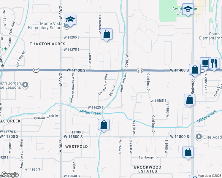 map of restaurants, bars, coffee shops, grocery stores, and more near 11513 Chapel Rim Way in South Jordan