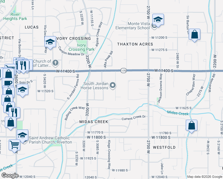 map of restaurants, bars, coffee shops, grocery stores, and more near 11512 South 2950 West in South Jordan