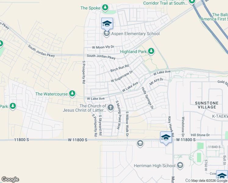 map of restaurants, bars, coffee shops, grocery stores, and more near 6298 Lake Avenue in South Jordan