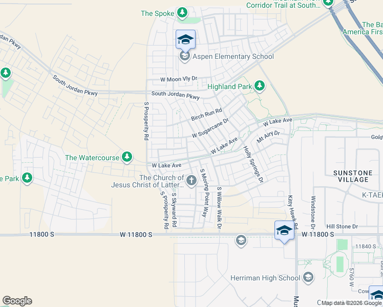 map of restaurants, bars, coffee shops, grocery stores, and more near 6352 West Lake Avenue in South Jordan