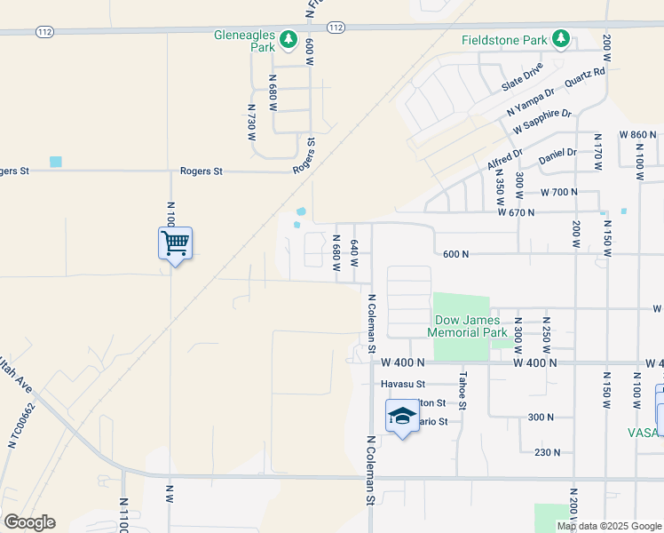 map of restaurants, bars, coffee shops, grocery stores, and more near 568 North 680 West in Tooele