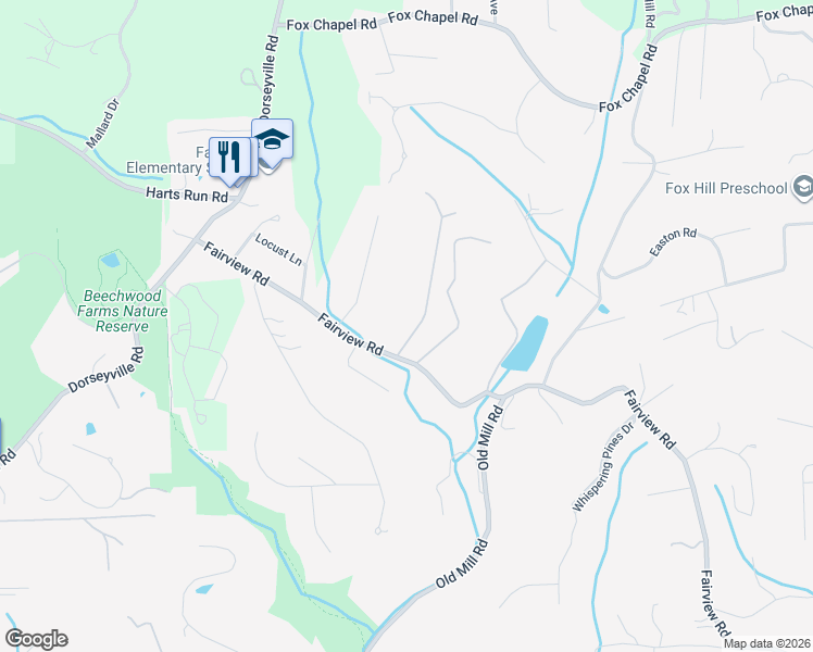 map of restaurants, bars, coffee shops, grocery stores, and more near 754 Fairview Road in Pittsburgh