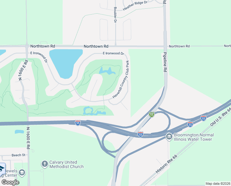 map of restaurants, bars, coffee shops, grocery stores, and more near 1907 Haverhill CC Park in Normal