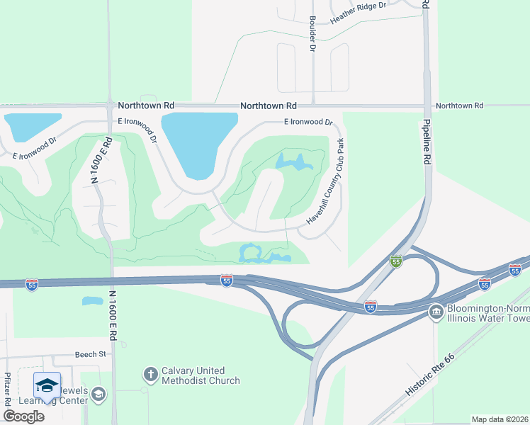 map of restaurants, bars, coffee shops, grocery stores, and more near 1903 North Deer Cove CC Court in Normal