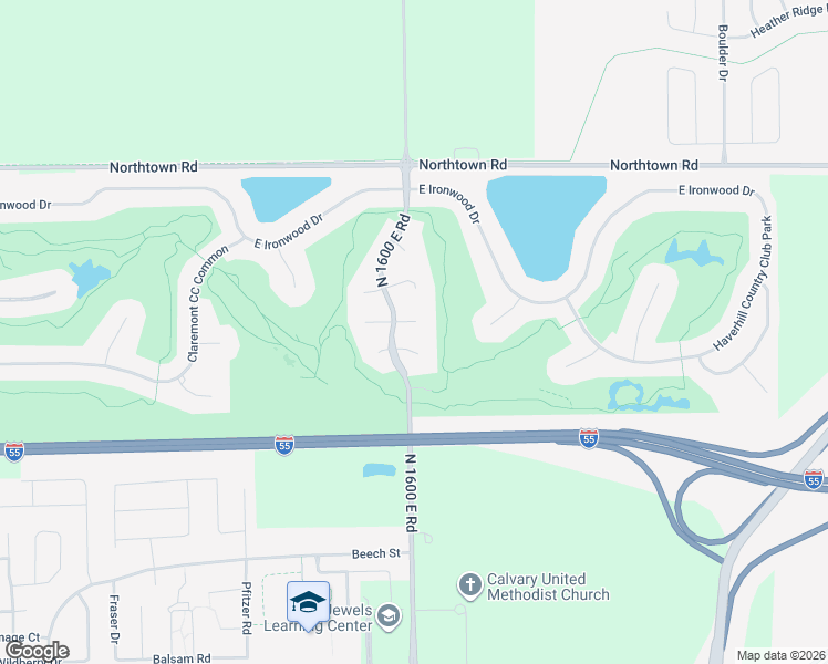 map of restaurants, bars, coffee shops, grocery stores, and more near 1100 Turtle Creek CC Court in Normal