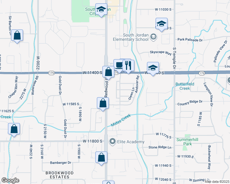 map of restaurants, bars, coffee shops, grocery stores, and more near 11502 South Hollybrook Loop in South Jordan