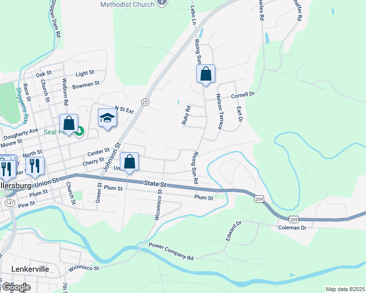 map of restaurants, bars, coffee shops, grocery stores, and more near 911 Manor Drive in Millersburg